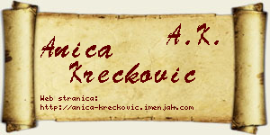 Anica Krečković vizit kartica